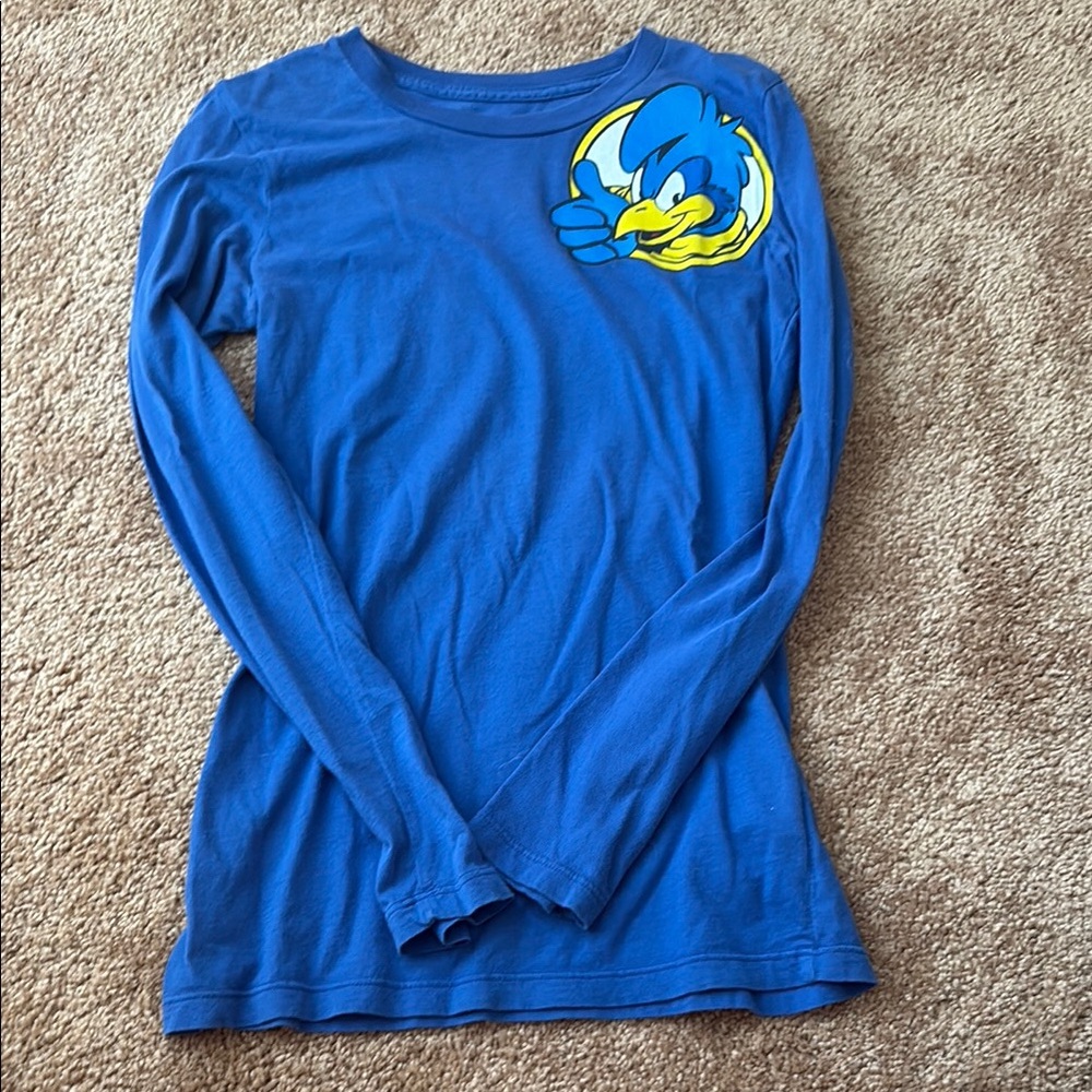 Blue Long Sleeve Shirt with University of Delaware mascot